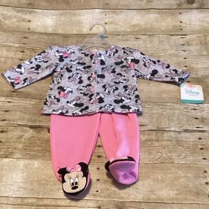 Disney Minnie Mouse Pink and Gray Pajama Set